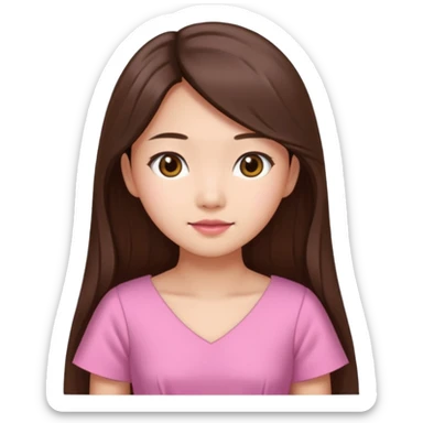 asian girl with long brown hair and fair skin wearing pink dress sticker