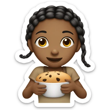 Girl that’s brown with black braids eating sticker
