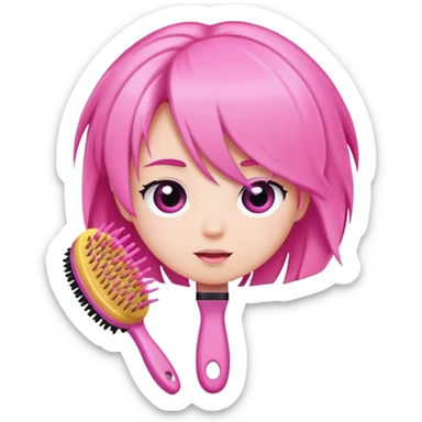 pink hair brush sticker