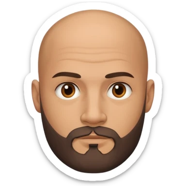 bald man with a different beard style and tattoo sticker