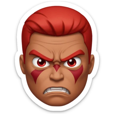 a man with many and angry face sticker