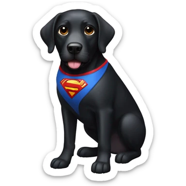 black lab wearing a superwoman mask sticker