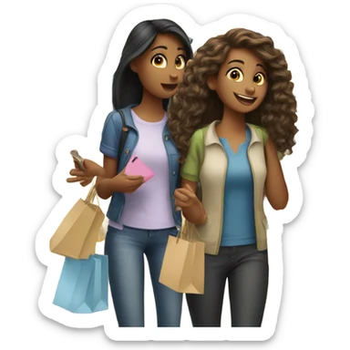 Three girls shopping for disney sticker