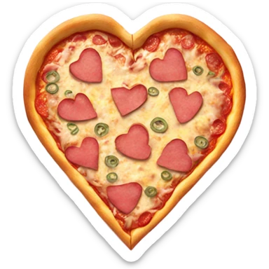 Realistic heart shaped pizza sitting flat in a open pink pizza box. sticker