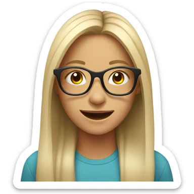 smiling girl with glasses indoors sticker