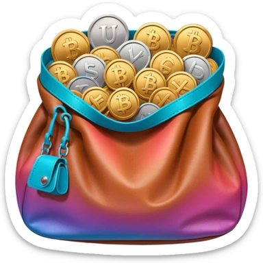 coins inside brown leather bag

Change coins color in in gradient of turquoise, blue, pink, purple, and coral sticker