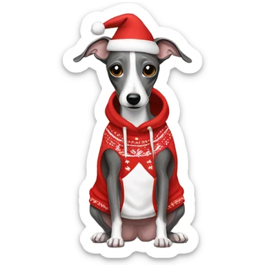 Italian greyhound in Christmas hoodie sticker