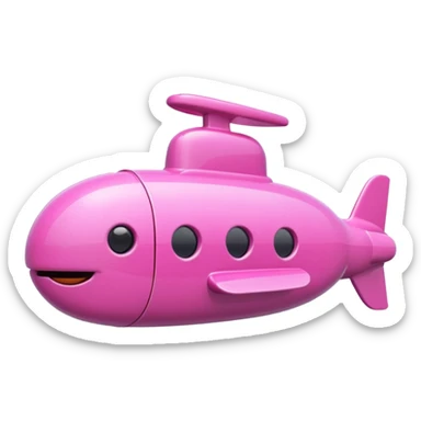 pink mini single submarine in cartoon  sticker