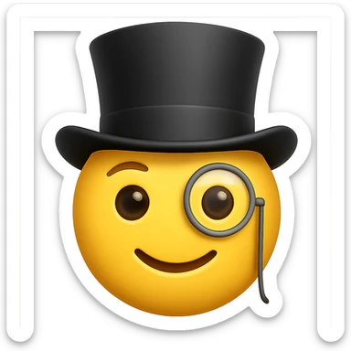 face with monocle and top hat emoji, digital illustration, no background sticker
