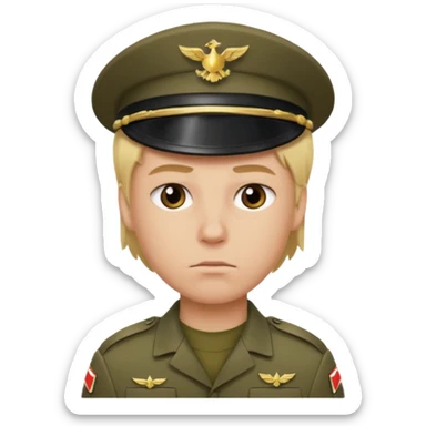 soldier with blonde hair no hats sticker