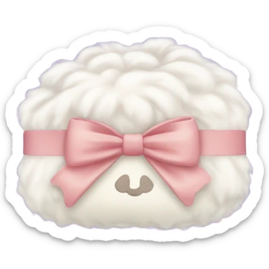 fluffy cream cosmetic bag with a bow sticker