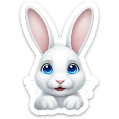 Cute white rabbit with hanging ears and blue eyes sticker