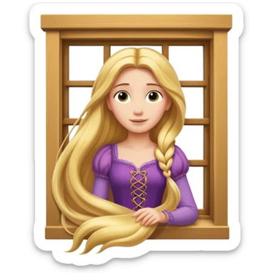Raiponce, letting down her hair from a window sticker