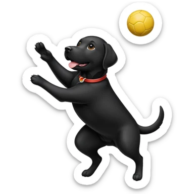 Black lab catching ball in the air  sticker