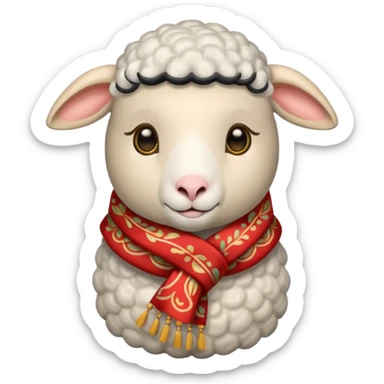 sheep with decorative scarf sticker