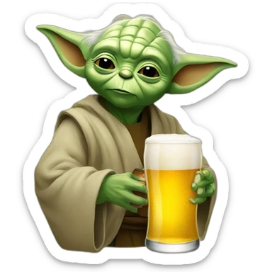 Yoda-drinking a beer sticker
