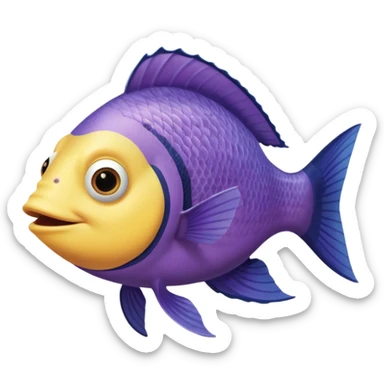 gurgle in finding nemo movie tall thin purple and yellow fish  sticker