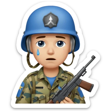 soldier crying blue tears at war sticker
