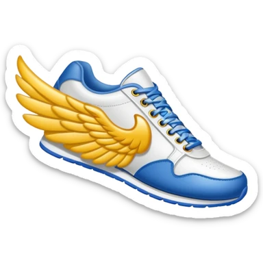 a running shoe with a wing attached to it sticker
