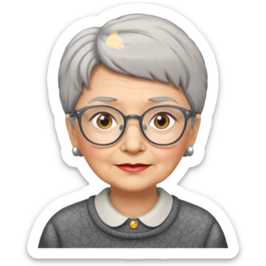 Old lady with short grey hair and glasses sticker