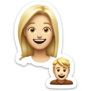 Man laughing at blonde woman who is smiling sticker
