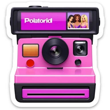 Pink, black, and purple Polaroid 637 Spice Cam camera, Spice Girls sticker