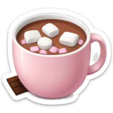 Light Pink mug of hot chocolate with marshmallows  sticker