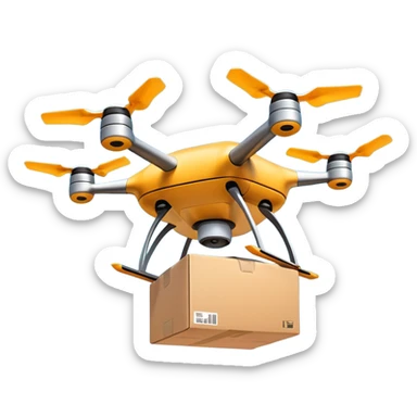 Automated drones deliver packages swiftly above streets sticker