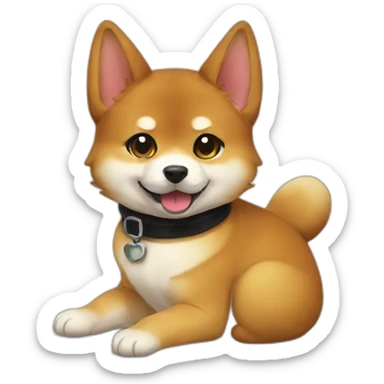 shibainu and black cat lovely sticker