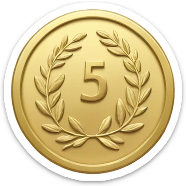 gold coin with large "50" label in center and laurel sticker