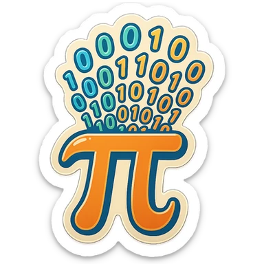  combine the π (pi) math symbol, binary code emerging from it. sticker