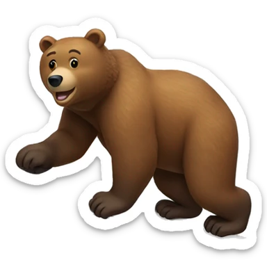 Brown bear sliding down snowy mountains  sticker