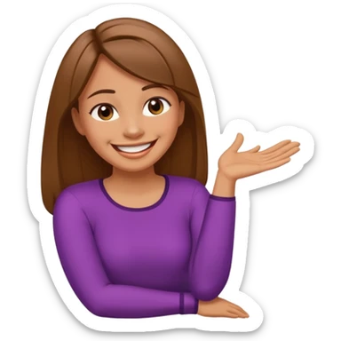 arms crossed holding neck laughing lady with brown straight hair and tan skin sticker