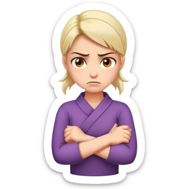 girl crossed arms around neck angry sticker