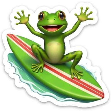 Une grenouille qui surf sur un bateau  sticker