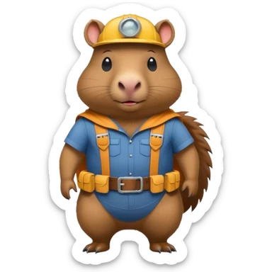 Batman bob the builder as a capybara sticker