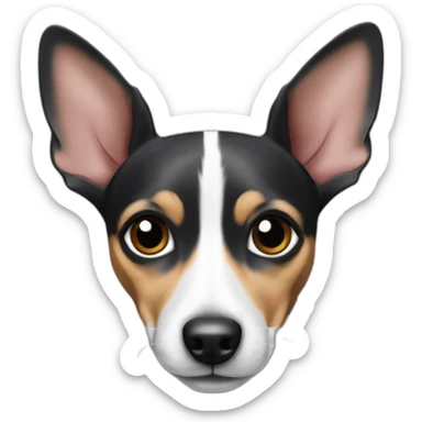 Older senior pointy ear rat terrier with black and white and grey fur sticker