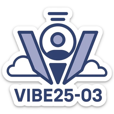 logo for VIBE25-03, minimalist, geometric, futuristic, clean lines, tech-inspired sticker