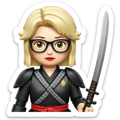 lego Samurai with glasses, Warrior in samurai armor, female, with katana sticker