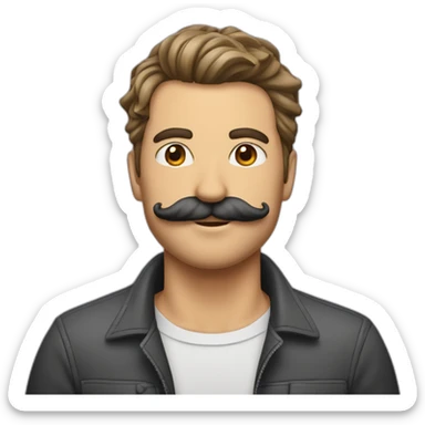Homme au cheveux lisser sur le côté et avec une moustache carrée sticker