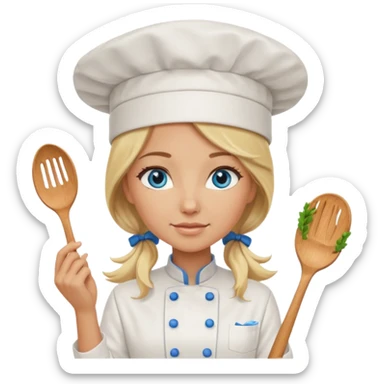 Long Blonde hair blue eyed female chef sticker