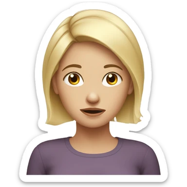 young woman, mother, stressed.. with highlights on her head, blonde, white skin sticker