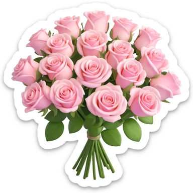 bouquet of roses in soft pink and white tones, high gloss, soft shadows, realistic and vibrant, minimalistic background sticker