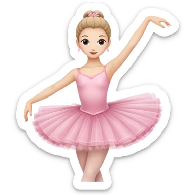 graceful ballerina in pink tutu in dancing pose sticker