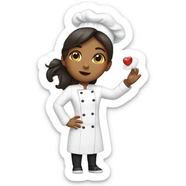 Girl throwing a kiss with chef outfit sticker