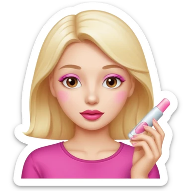 A gorgeous women applying lipbalm  sticker