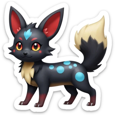 Zorua-Umbreon-hybrid, full body, splotch markings sticker