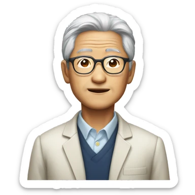 68 years old Japanese man wit eye glass sticker