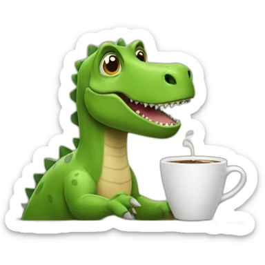 dinosaur drinks coffee sticker