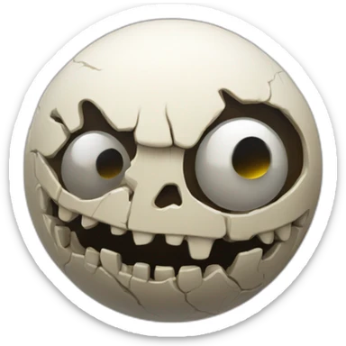 3d sphere with a cartoon Wither Skeleton skin texture with big underdeveloped eyes sticker
